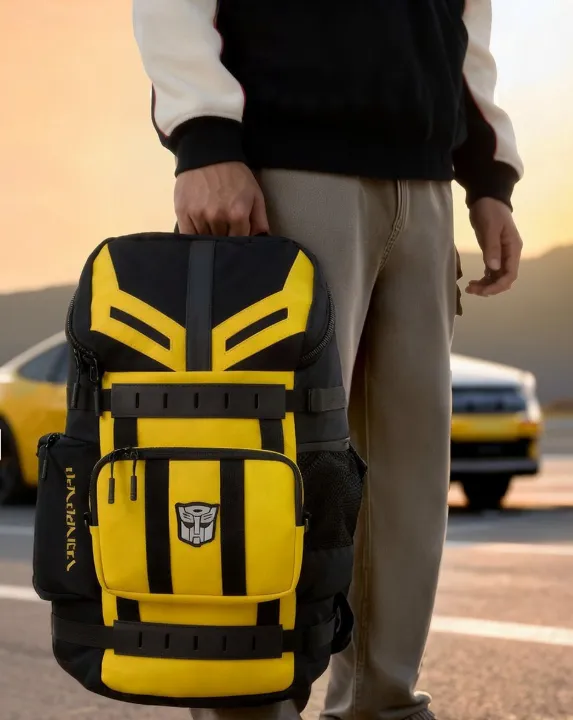 Men Transformers Printed Black Backpacks